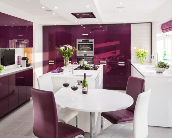 Кухонный гарнитур в фиолетовых тонах: 55 современных идей, фото в интерьере